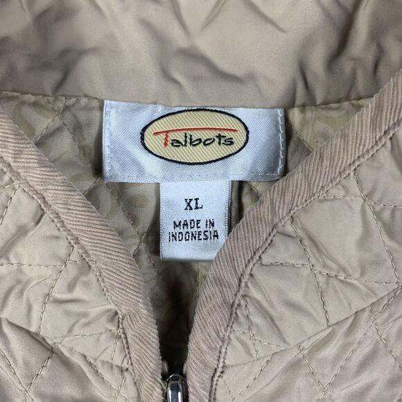 Womens Vtg Talbots Quilted Winter Vest Sz XL Tan - Picture 2 of 5